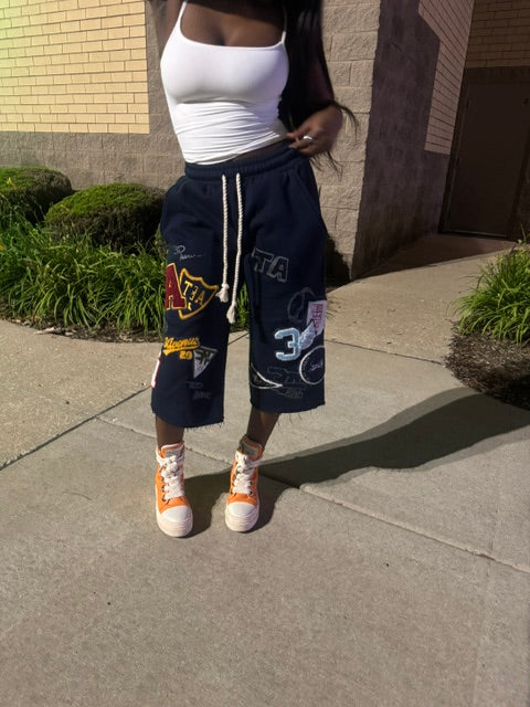 3/4 Patchwork Shorts